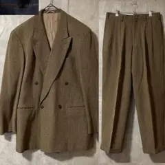 setupセットアップ上下suitカジュアルスーツ茶色ブラウン毛ウールダブル希少