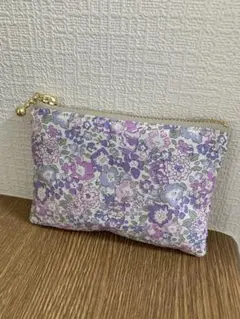 リバティ　ミシェル　パープル　12cmファスナー　ミニポーチ