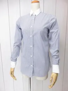【値下げ】ORIAN　オリアン　長袖ブラウス　チェック柄　クレリックシャツ　Ｓのサムネイル