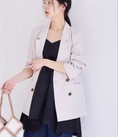 【美easy】リネンライクリラックスジャケット【接触冷感/洗える】　新品タグ付き