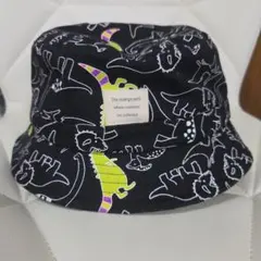 恐竜柄 バケットハット ブラック 54cm