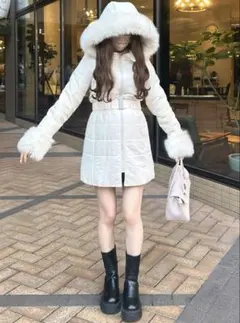 【新品未使用】GRL グレイル ベルト付きファーダウンコート[kd13] L