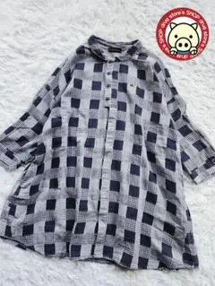 ドラッグストアーズ　パッチワーク　チェック　ゆったり　シャツ