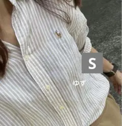 【レア】POLO RALPH LAUREN：リネンシャツ麻　ボーダー　ベージュ