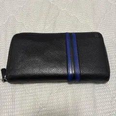 レザー長財布 ストライプデザイン 黒