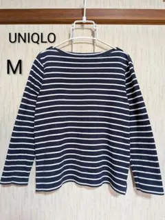 紺×白ボーダー■ユニクロ■長袖Tシャツ М