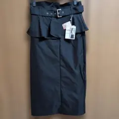 【新品】serimash コルセット風 フリル ナロースカート ベルト付き L