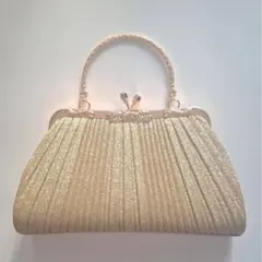 ゴールド プリーツデザイン ハンドバッグ