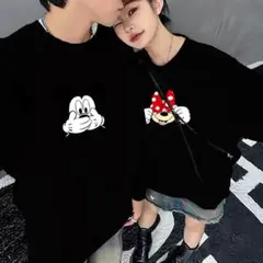 新品未使用ミッキー ミニー プリント スウェット裏起毛（フリース裏地）C320