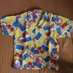 極美品❣️mizzoneプリントデザイン 半袖シャツ イエロー・ブルー 