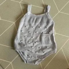 mamaraku グレー ポンポン付きロンパース 80