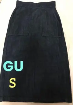 【美品】GU デニムスカート　ダークブルー　 S