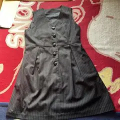 黒ストライプ Vネック ワンピース