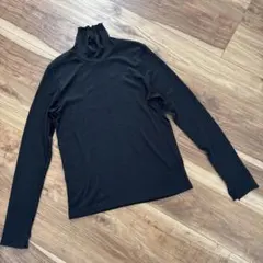 GU ソフトリブ タートルネックT 黒 L