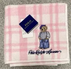【新品タグ付き】ラルフ　タオルハンカチ　チェック　ベア　ピンク