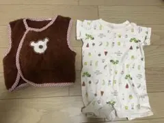 フリースベスト＆はらぺこあおむしロンパース 80