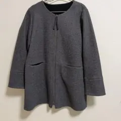SKY SCRAPER ノーカラー ジップアップコート グレー