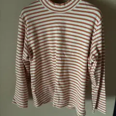 オレンジと白のストライプ長袖Tシャツ LLサイズ