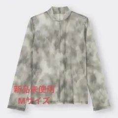 GU シアープリントハイネックT（長袖）　05gray