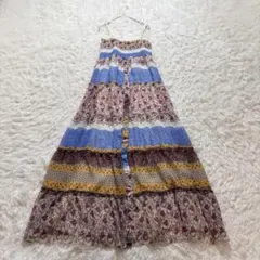 ロングワンピース ロング丈 マキシ丈 花柄 ティアード キャミワンピース