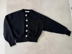 ZARA ローズボタン カーディガン ブラック ニット ショート丈