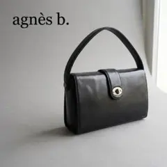 アニエスベー ボヤージュ ミニハンドバッグ ターンロック 黒 レザー