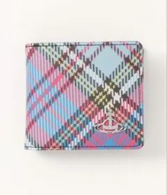 新品⭐︎ヴィヴィアン二つ折り財布チェック水色2023