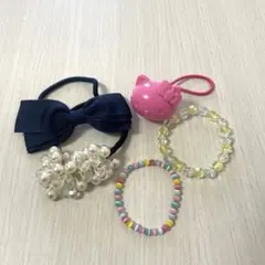 ヘアゴムブレスレットセットハローキティーリボンビジュー5個セット
