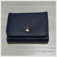 コンパクト　三つ折り財布　紺色　ネイビー