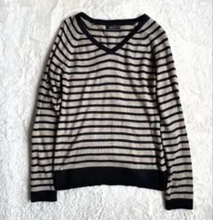 レ*y様 グランジ　00s y2k archive 薄手春ニット　ボーダーVネッ