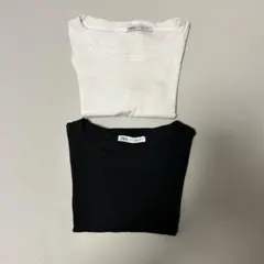 ZARA クロップドTシャツ 2枚セット ホワイト・ブラック