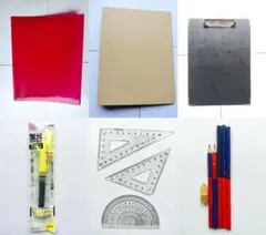 【まとめ売り】文房具　13点　リングファイル　クリップボード 三角定規　分度器
