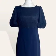 ♥️美品 バナーバレット レース バイカラー パフスリーブ ワンピース 38のサムネイル