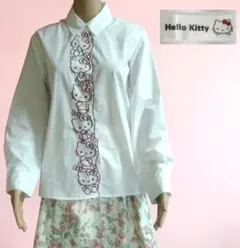 ​【希少】ハローキティ カラフルボタン刺繍入り 長袖シャツ M ホワイト