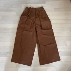 ブラウン ガウチョパンツ ウエスト調整可能