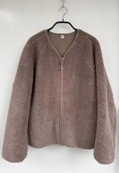 ユニクロ／ベージュ系／フリースジャケット ／Vネック