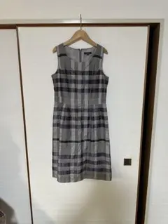 美品☆シルク混 バーバリー パープルチェック柄 ノースリーブ