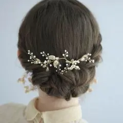 結婚式　オケージョン　パールフラワーヘッドアクセ