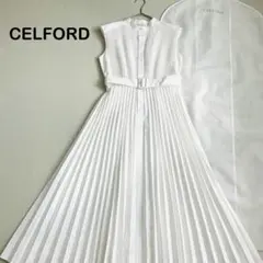 【衣装カバー付き】CELFORD シャツプリーツワンピース　Aライン　36
