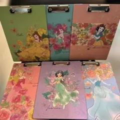 右下！ディズニープリンセス　クリップボード 6点セット