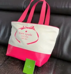 ケイトスペード NEW YORK トートバッグ キャンバス 牛革 麻 ピンクのサムネイル