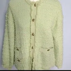 Mila Owen ノーカラー ツイード ニット ジャケット 【M】 金ボタン