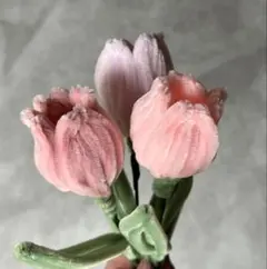 枯れないお花　モールフラワー　チューリップ　ピンク　１輪