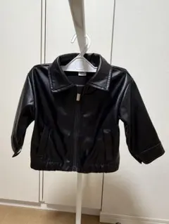 キッズ レザージャケット風アウター ブラック 男女兼用