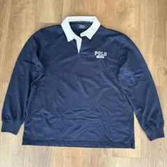 POLO ネイビー 長袖ポロシャツ M