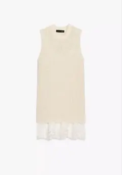 【新品】ZARA 切り替えニットワンピース　S