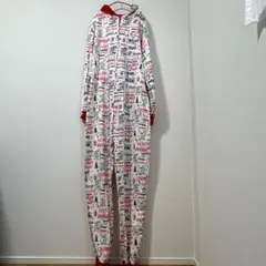 クリスマス 総柄 オールインワン パジャマ ルームウェア フード付き つなぎ