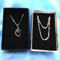 ペンダント2点セットNo.4　ダンシングストーン・二重ネックレス