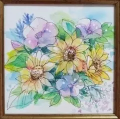 光をあつめて　#262　原画　水彩画　絵画　12cm角フレーム付のサムネイル