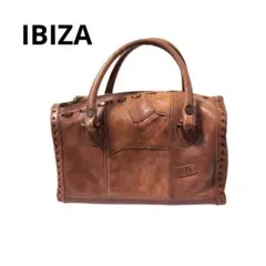 IBIZA　ボストンバッグ　ハンドバッグ　レザー　こなれ感　ブラウン　編み込み